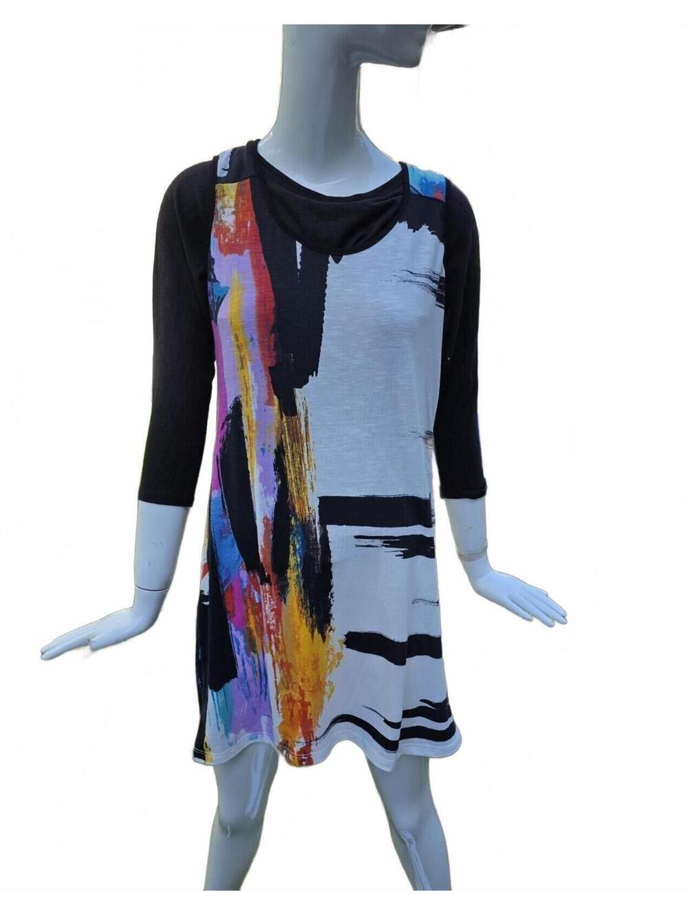 Julia Divina Art To Wear Sleeveless A-Line Mini Dress Bold Multicolor Small